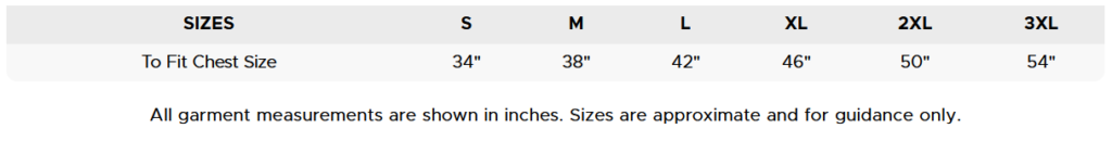 mens t shirt sizing